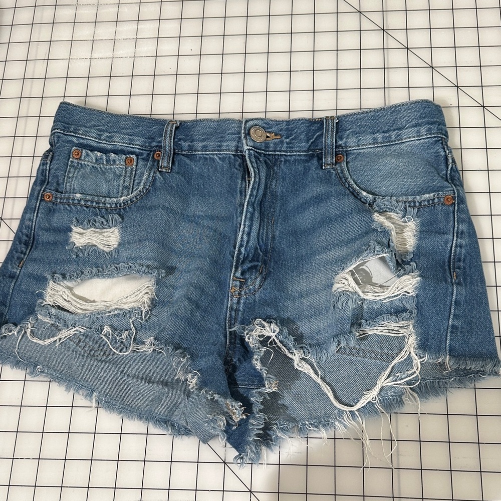 Aeropostale Ripped Light Blue Denim Shorts